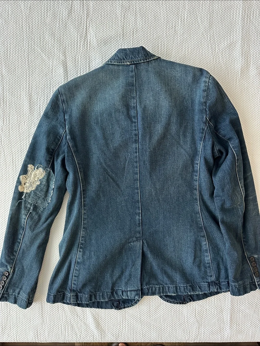 Lauren Ralph Lauren Denim Blazer Lace Appliqué Jacket Women’s 6 - Picture 3 of 3
